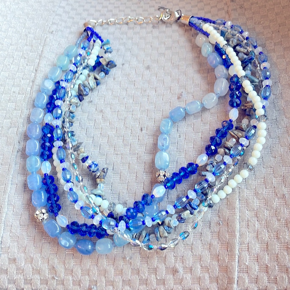 Talbots blue beads statement necklace